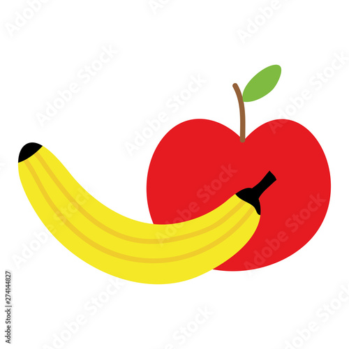 fresh banana and apple fruits