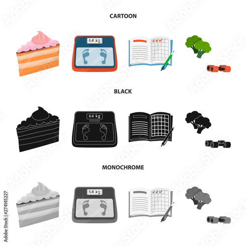 Vector illustration of diet and treatment sign. Collection of diet and medicine stock vector illustration.
