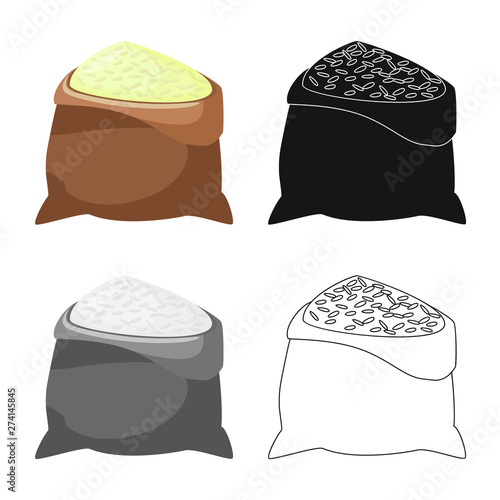Vector illustration of bag and rice logo. Collection of bag and wholesale vector icon for stock.