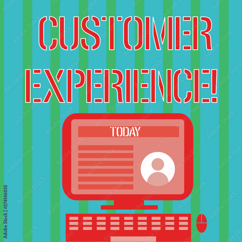 Handwriting text Customer Experience. Conceptual photo product of an interaction between a client and customer Desktop Computer Mounted on Stand with Online Profile Data on Monitor Screen Handwriting text Customer Experience. Conceptual photo product of an interaction between a client and customer Desktop Computer Mounted on Stand with Online Profile Data on Monitor Screen