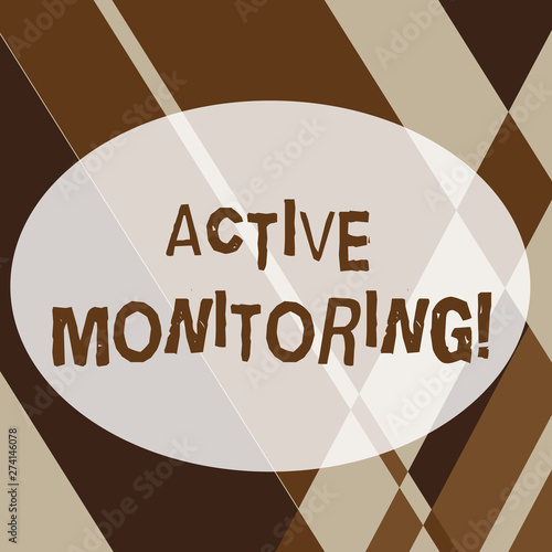 Text sign showing Active Monitoring. Business photo text demonstrating incharge go out and check workplace conditions Geometrical Shapes and Linear Combination in Brown Tone in Abstract Pattern photo