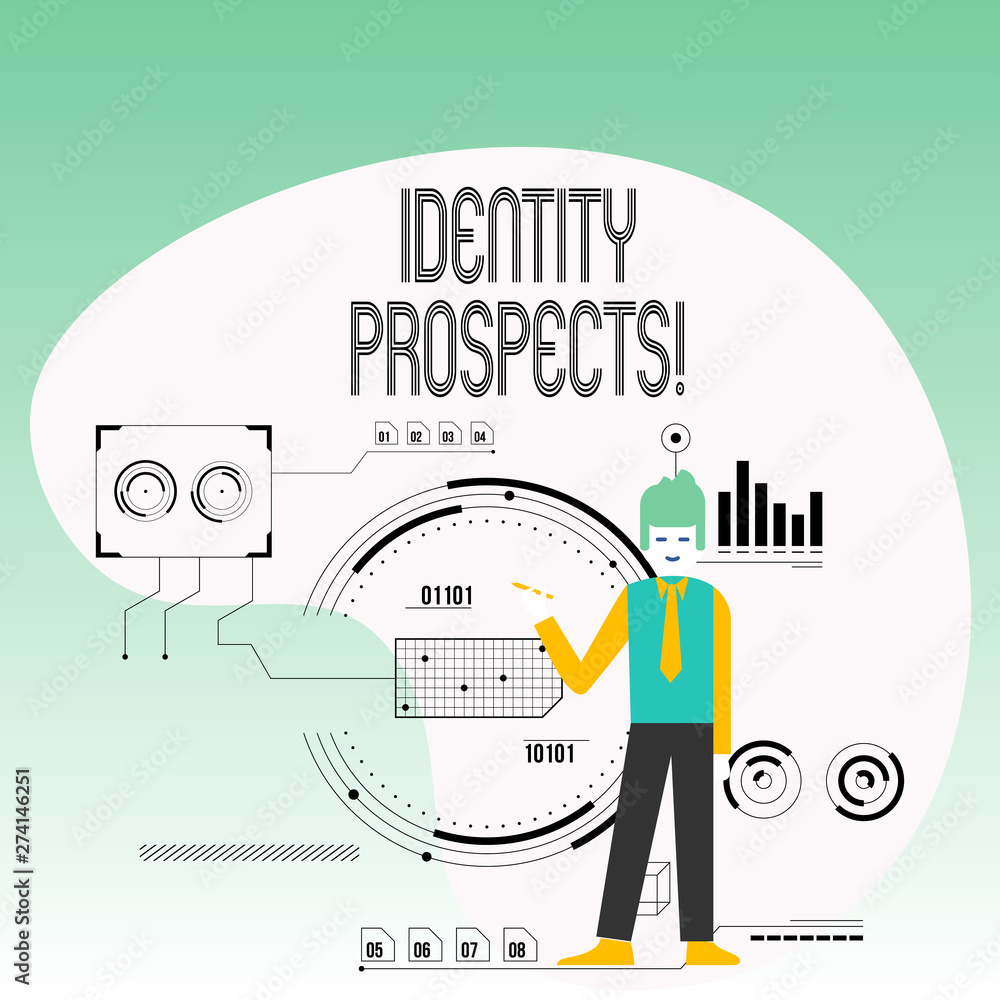 Text sign showing Identity Prospects. Business photo text Potential customer Qualified lead is an organization Man Standing Holding Pen Pointing to Chart Diagram with SEO Process Icons Text sign showing Identity Prospects. Business photo text Potential customer Qualified lead is an organization Man Standing Holding Pen Pointing to Chart Diagram with SEO Process Icons