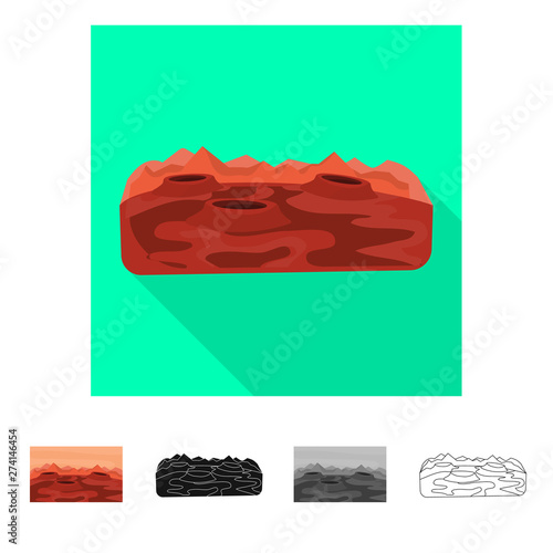 Vector illustration of mars and planet icon. Collection of mars and surface stock vector illustration.