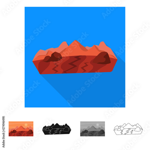 Vector design of surface and mars sign. Set of surface and landscape vector icon for stock.