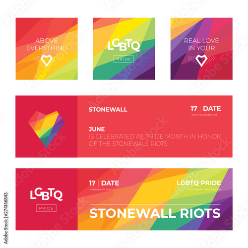 LGBTpride. Heart. Love. Rainbow Abstract. Colorful Banners