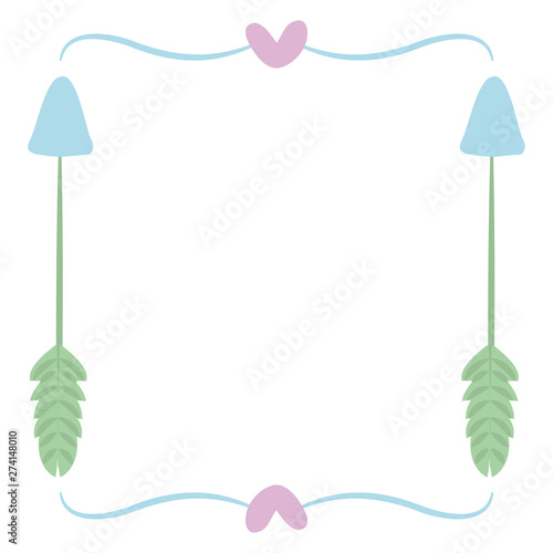 square frame with hearts decorative boho style