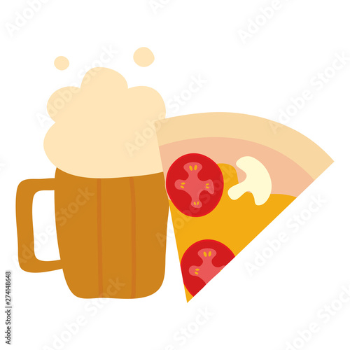 delicious italian pizza with beer jar