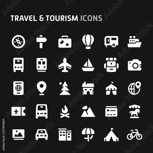Travel & Tourism Vector Icon Set.