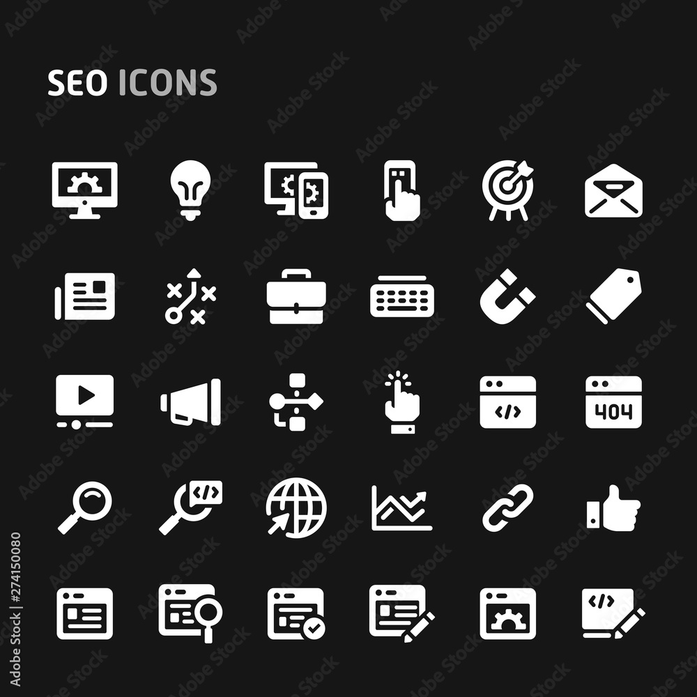 Search Engine Optimization Vector Icon Set. Search Engine Optimization Vector Icon Set.