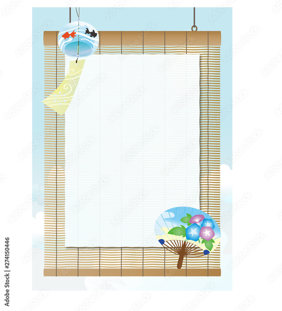 すだれフレーム 風鈴 団扇 Stock イラスト Adobe Stock