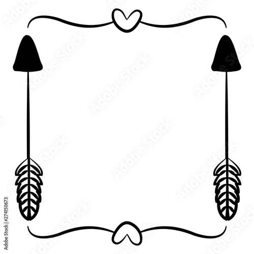 square frame with hearts decorative boho style