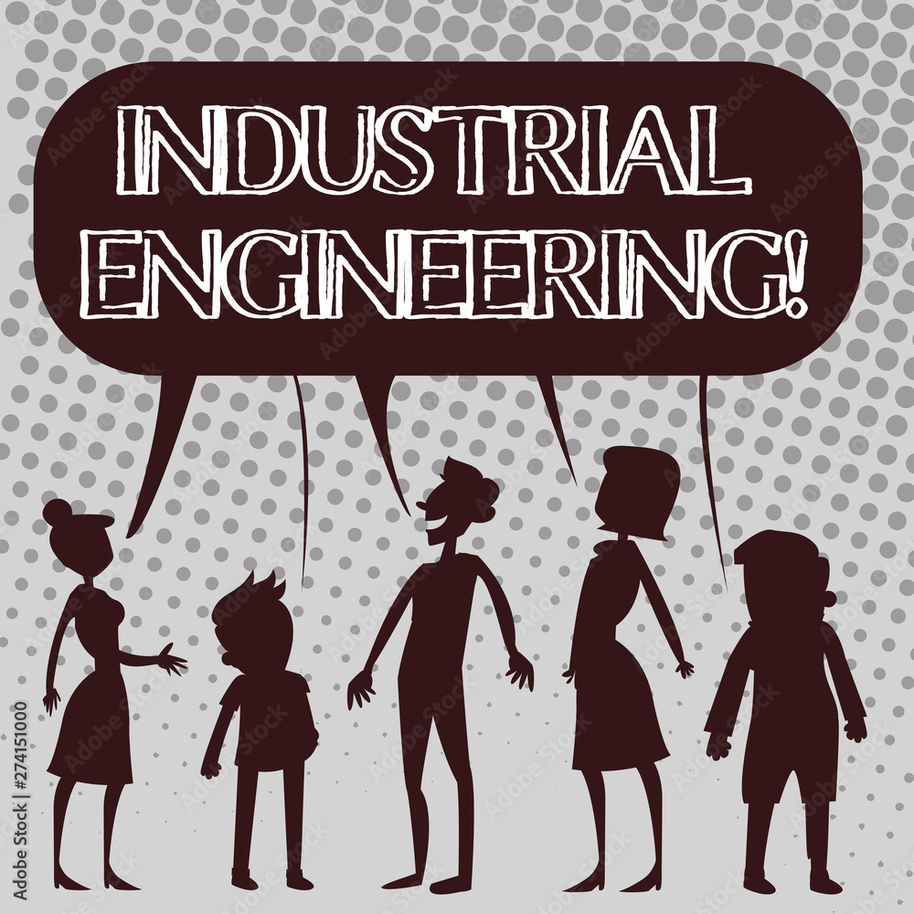 Handwriting text Industrial Engineering. Conceptual photo field or study that focuses on industrial processes Silhouette Figure of People Talking and Sharing One Colorful Speech Bubble Handwriting text Industrial Engineering. Conceptual photo field or study that focuses on industrial processes Silhouette Figure of People Talking and Sharing One Colorful Speech Bubble