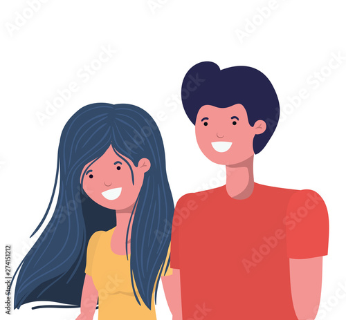young couple in white background avatar character