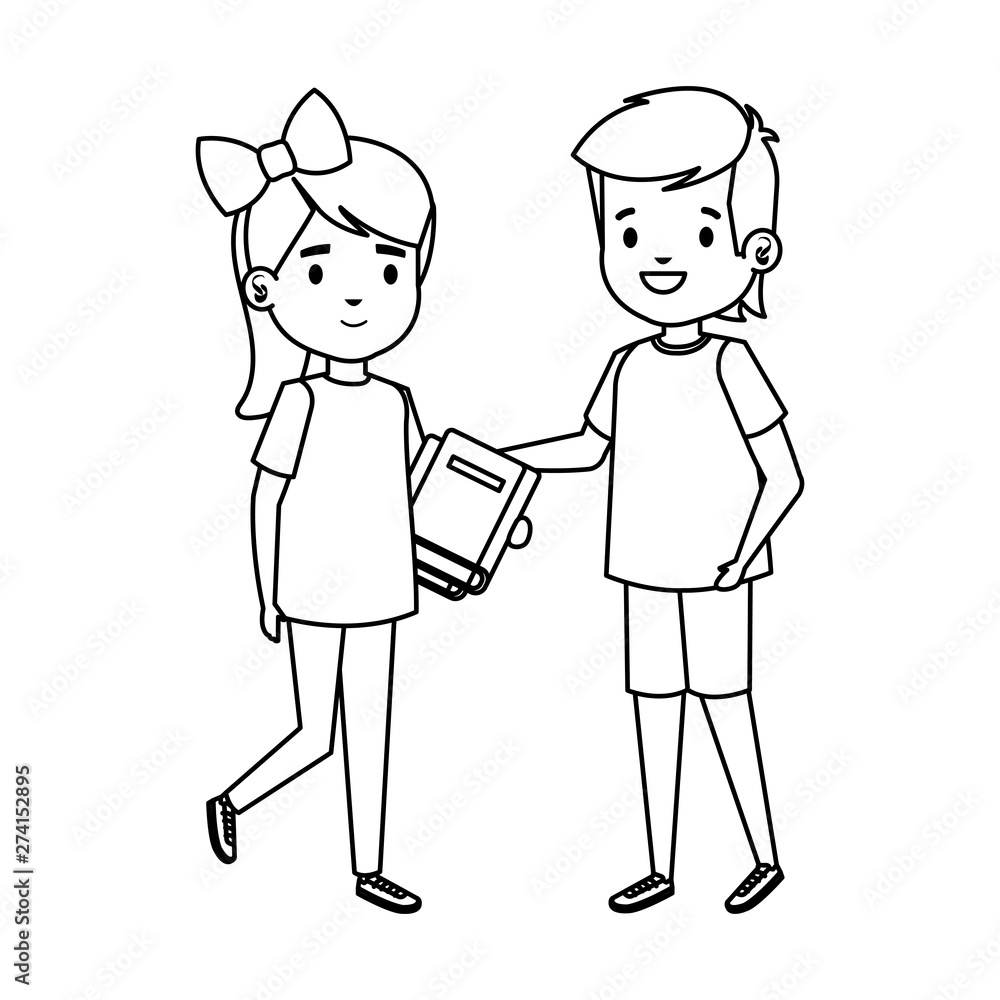 happy little students couple characters happy little students couple characters