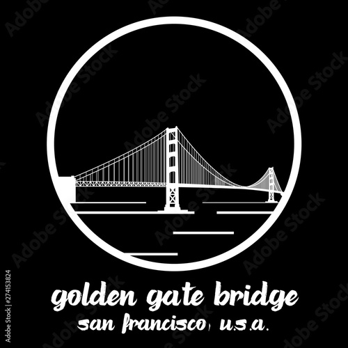 Circle Icon Golden Gate Bridge. vector illustration