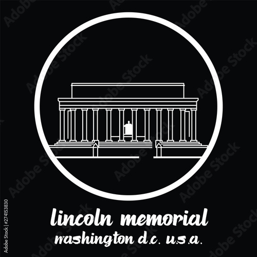 Circle Icon Lincoln Memorial. vector illustration