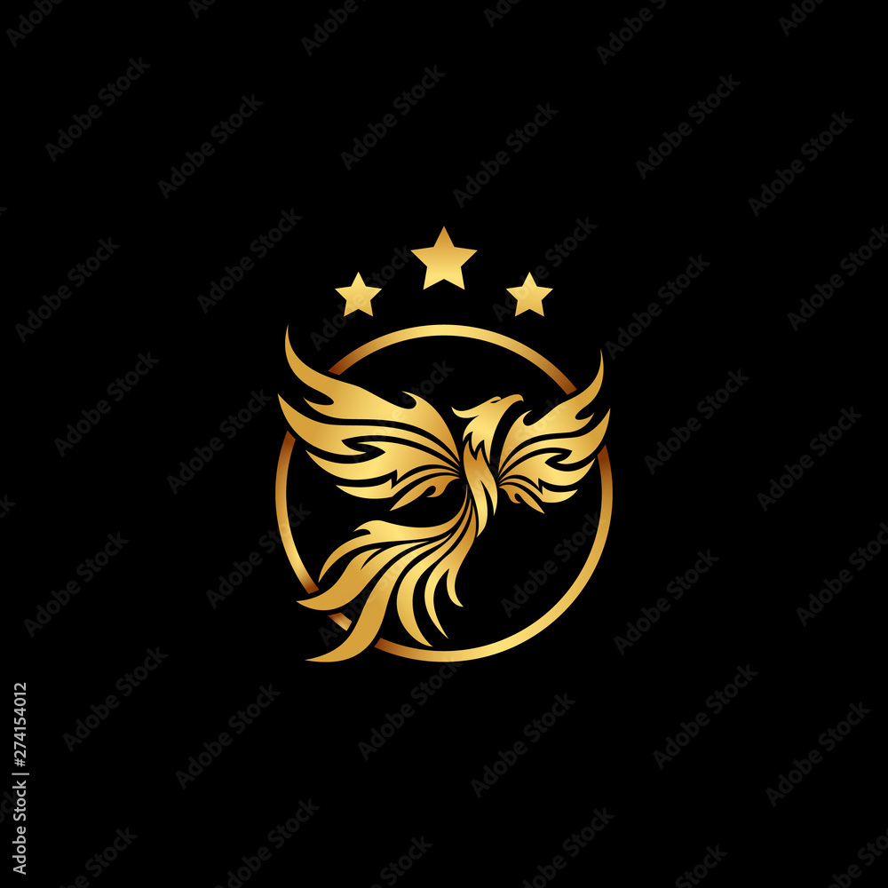 Fototapeta premium Golden Phoenix Logo Design For your company such as real estate or consulting services