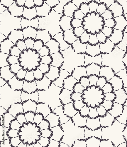 Hand drawn abstract winter snowflakes pattern. Stylish crystal stars. White ecru background. Elegant simple holiday all over print. Festive gift wrap candle yule illustration. Seamless vector swatch 