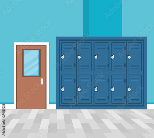 set of lockers in school corridor