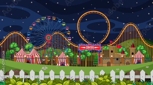 A circus scene at night