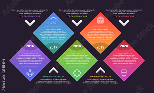 Timeline and infographic concept design, modern and colorful, with icons. Easy to customize template. EPS 10.