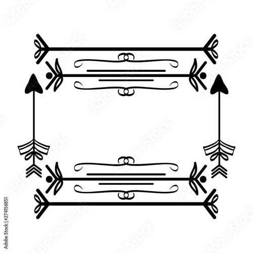 square frame with indian arrows boho style