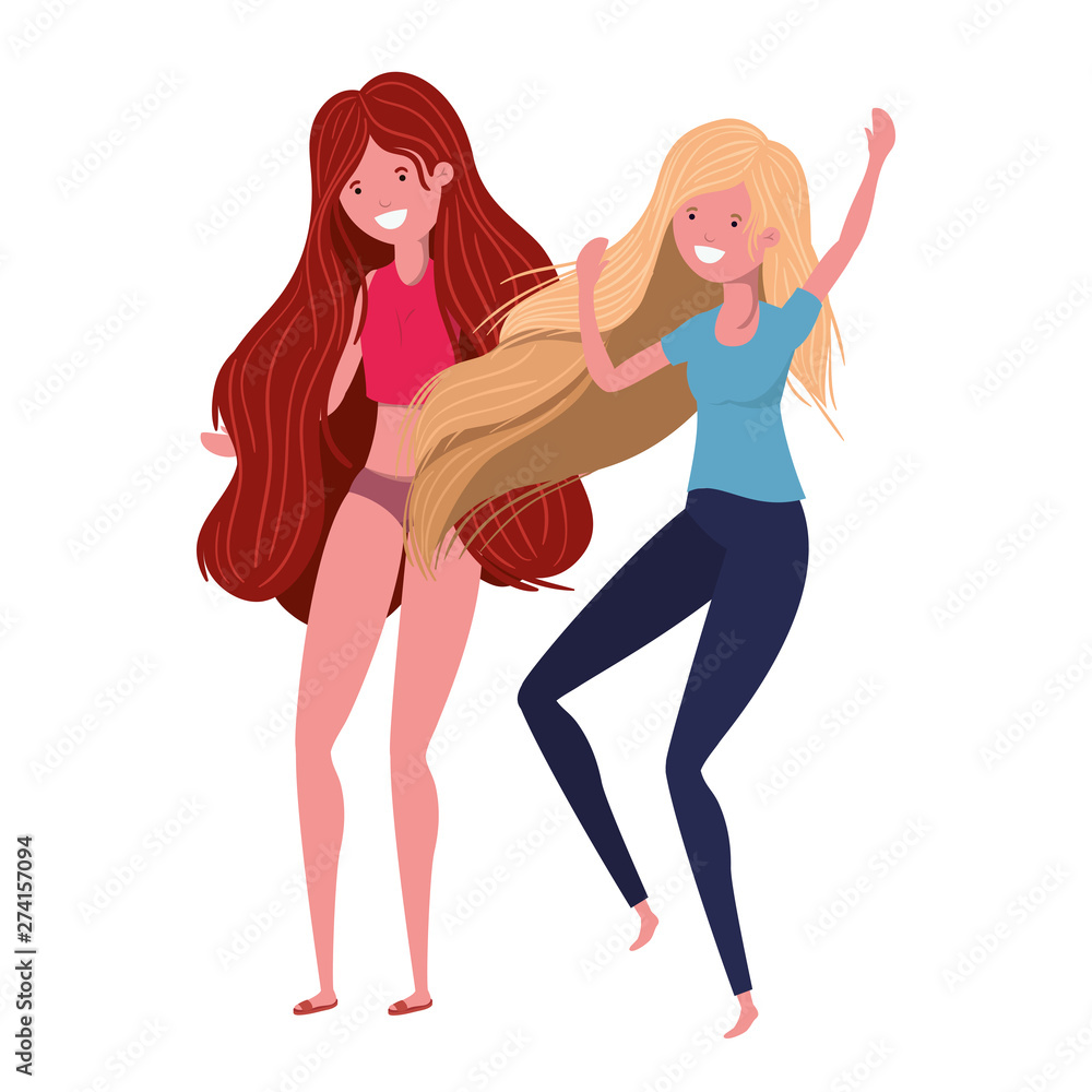 dancing women in white background dancing women in white background