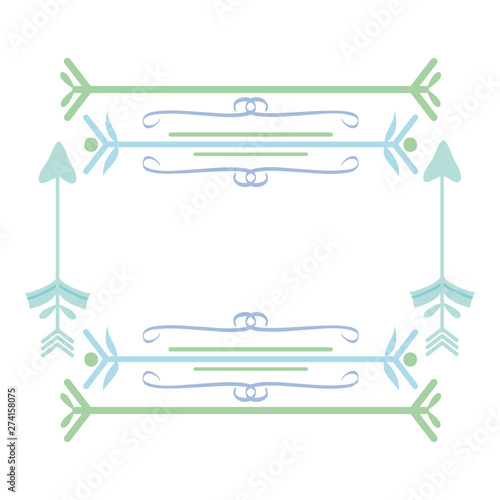 square frame with indian arrows boho style
