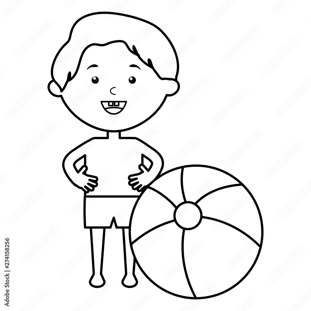 little boy with swimsuit and balloon beach little boy with swimsuit and balloon beach