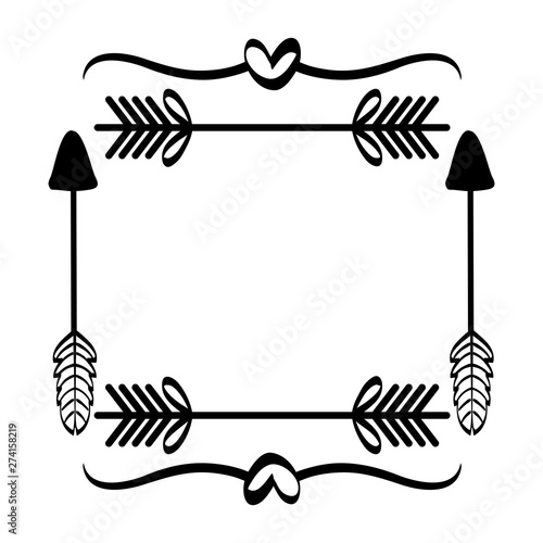 square frame with hearts decorative boho style