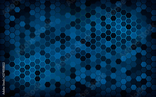 Abstract blue texture hexagon background. 