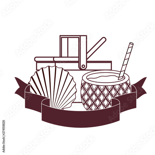 picnic basket with refreshing drink for summer