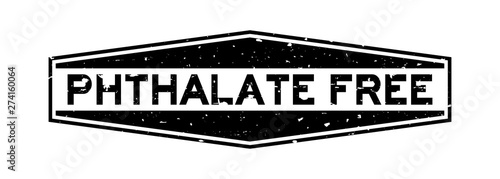 Grunge phthalate free word hexagon rubber seal stamp on white background