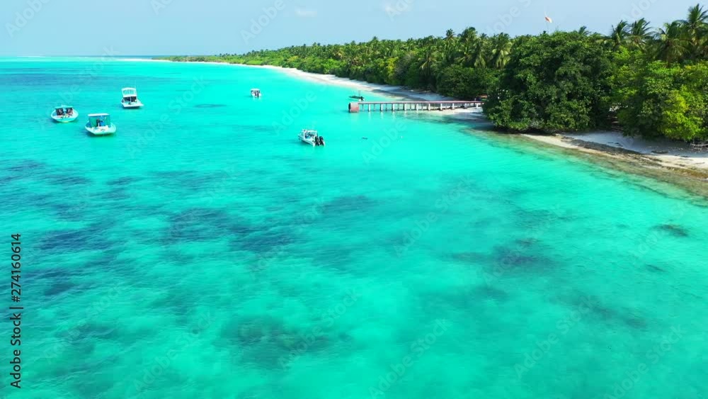 Lovely Island Paradise with a lot of vegetation, Palm Trees White Sand Beach. Lovely Island Paradise with a lot of vegetation, Palm Trees White Sand Beach.