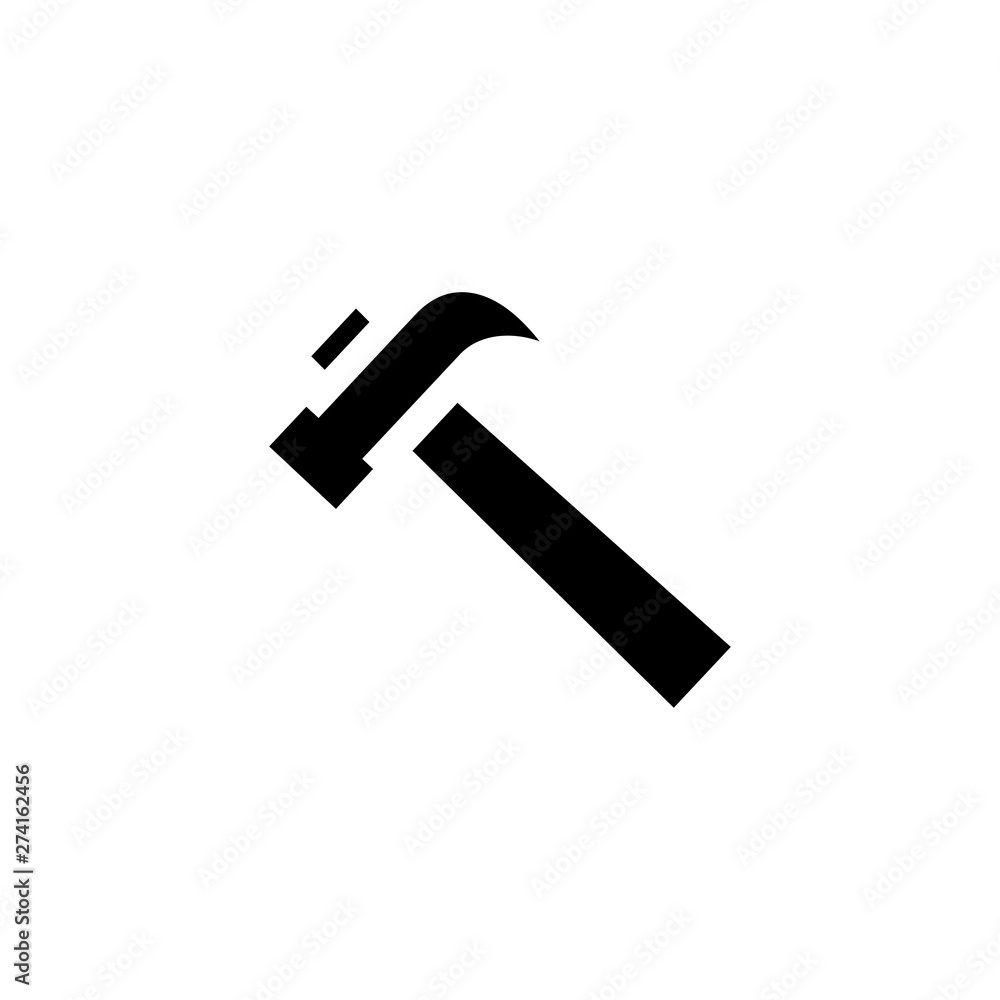 Hammer Icon In Flat Style For App, UI, Websites. Black Icon Vector Illustration. Hammer Icon In Flat Style For App, UI, Websites. Black Icon Vector Illustration.
