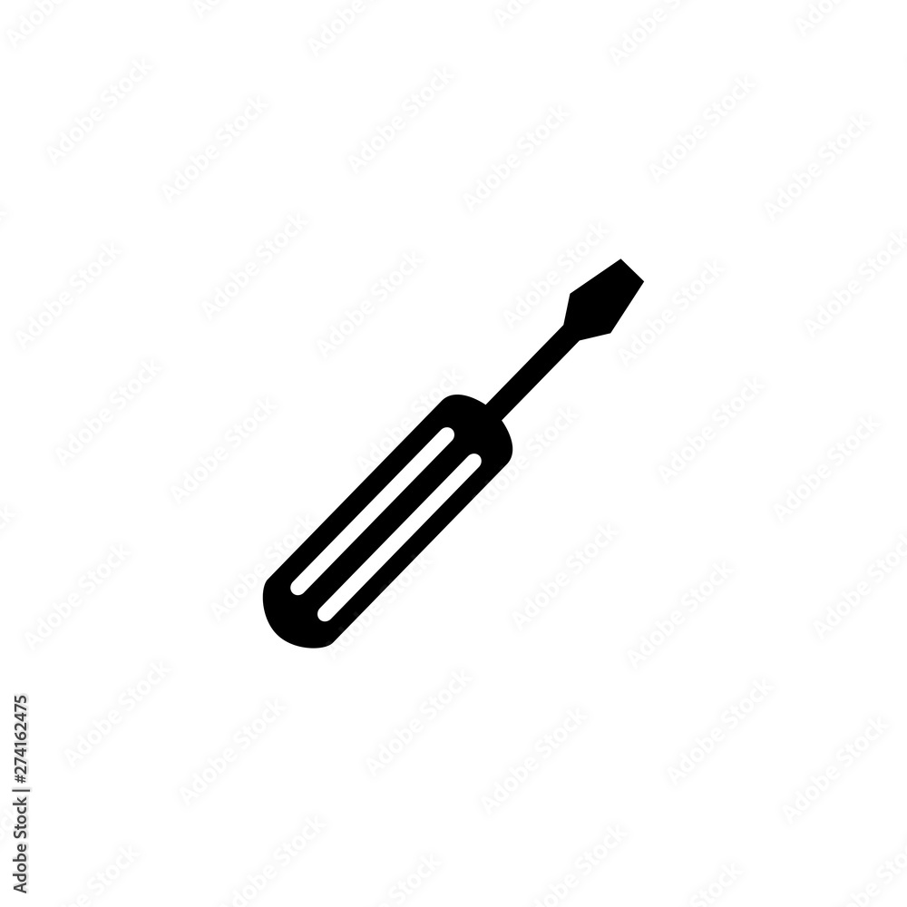 Screwdriver Icon In Flat Style For App, UI, Websites. Black Icon Vector Illustration. Screwdriver Icon In Flat Style For App, UI, Websites. Black Icon Vector Illustration.