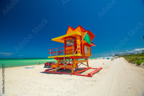 Lifeguard tower. Miami Beach. South Beach. Florida. USA.  © miami2you
