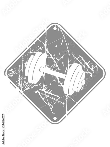 risse kratzer schild gewicht heben hantel hinweis warnung vorsicht zone gebiet achtung trainieren bodybuilder stark muskeln cool kerl fitness studio stemmen pumpen sexy körper clipart