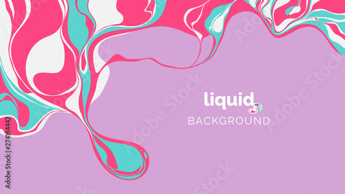 Abstract liquid background, in pastel pink, grey and blue ink on purple