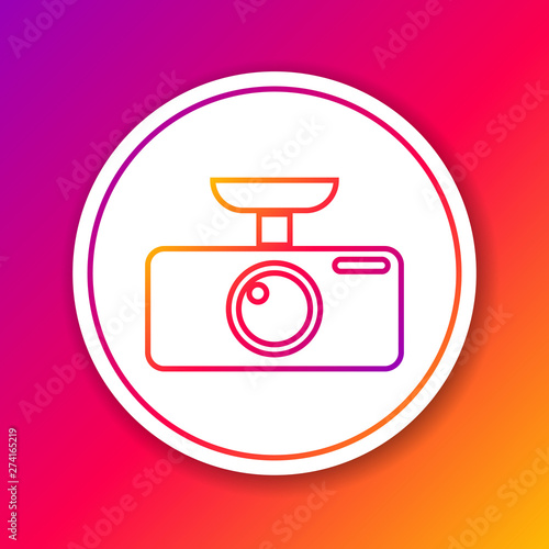 Color Car DVR line icon isolated on color background. Car digital video recorder icon. Circle white button. Vector Illustration