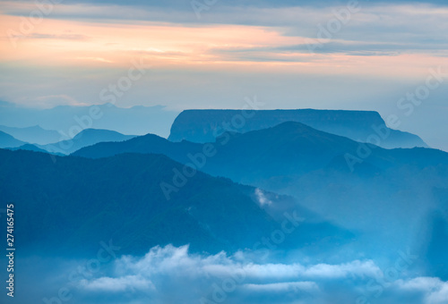 The peaks at dusk, Mount Emei, Sichuan Province, China © Weiming
