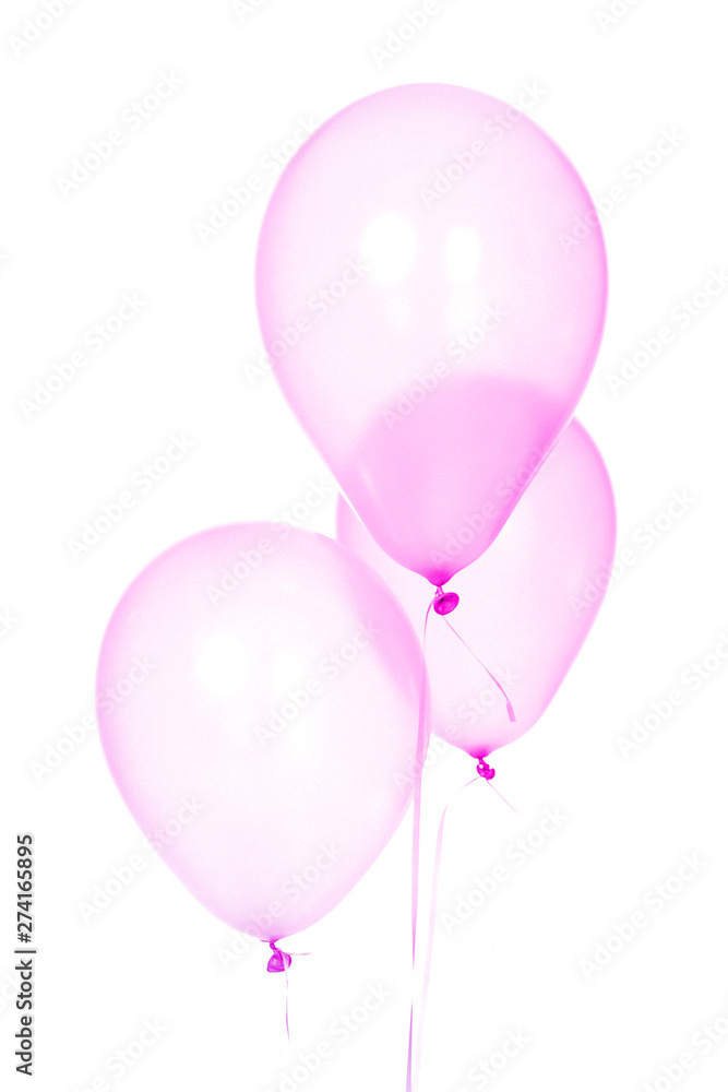 Funny pink birthday balloons white backround