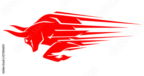 Abstract Bull Rage, Geometric Sharp Red Design