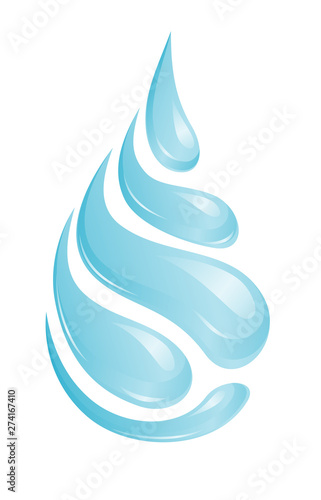 Abstract Blue Water Droplets, Isolated Vector