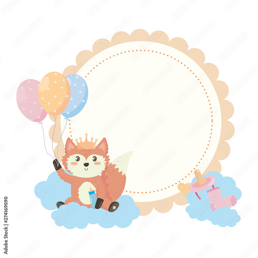 baby shower symbol and fox design