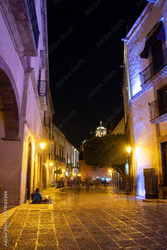 Queretaro's Downton, street view at Nigth in Mexico Queretaro's Downton, street view at Nigth in Mexico