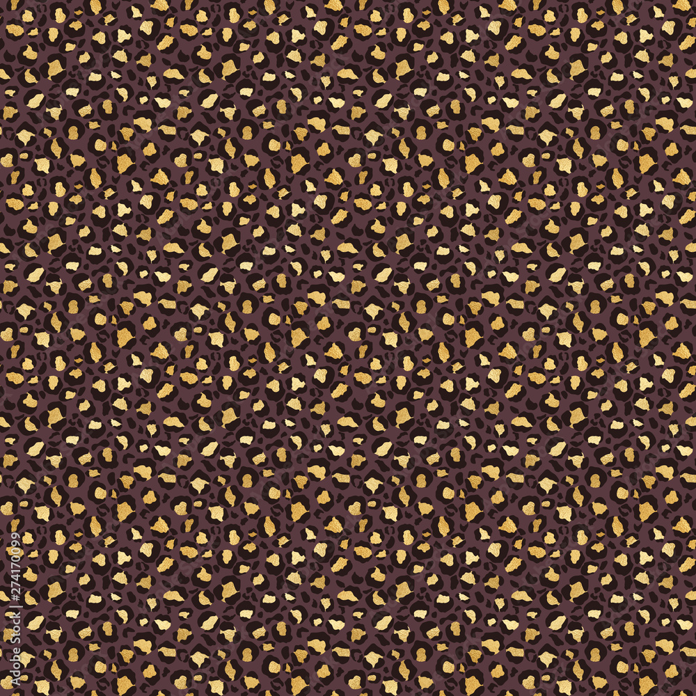 Gold Leopard Print Seamless Pattern - Gold leopard spots on earthy neutral tone background