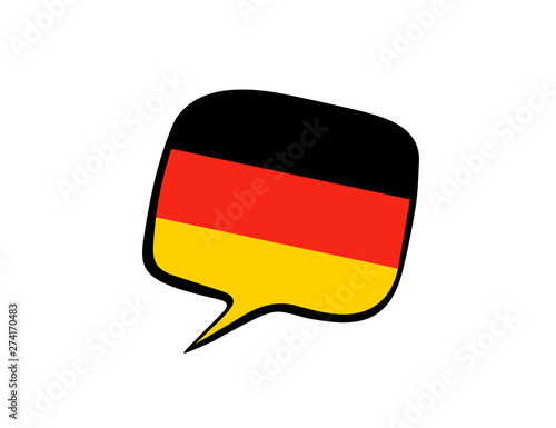 Speech bubble with the flag of Germany on the white background. Vector illustration