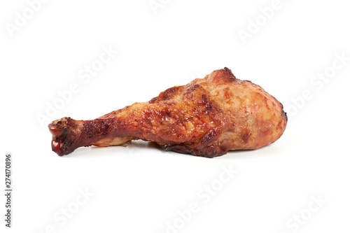 roasted turkey leg isolated on white background.