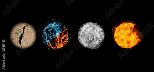 Four elements isolated on black.